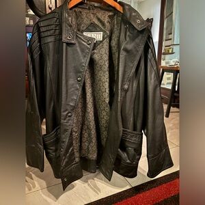 Avanti men’s oversized  Black Leather Jacket